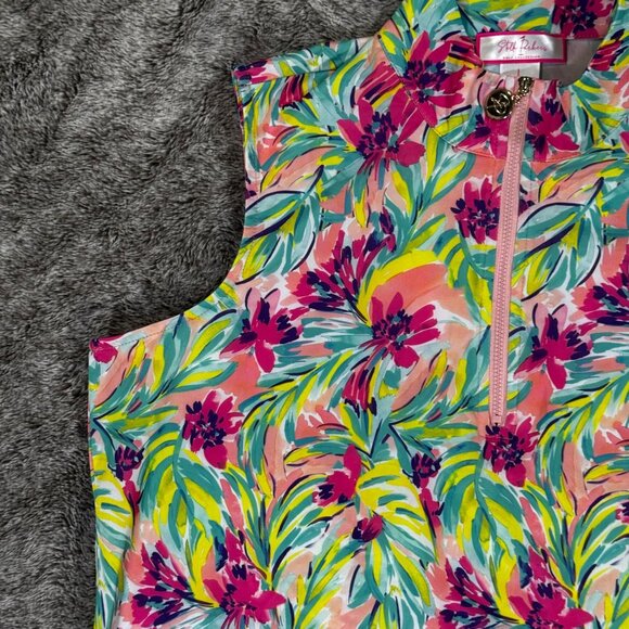 Stella Parker Golf Collection Floral Sleeveless Mock Golf Shirt Sz L - Picture 3 of 9